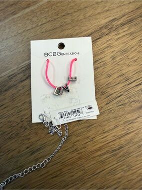 BCBGeneration Hot Pink Cord Necklace with 'LOVE' Silver Letter Charms